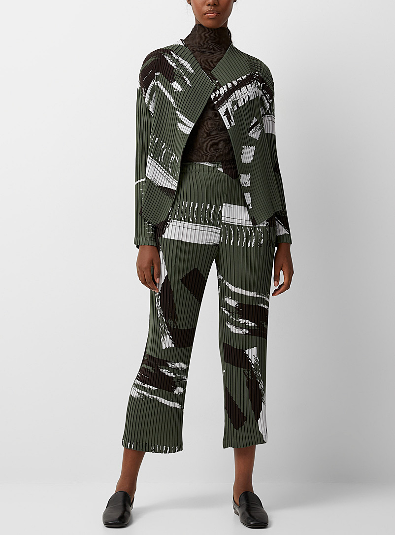 Issey Miyake Patterned Green RC Doro Pleats pant for women