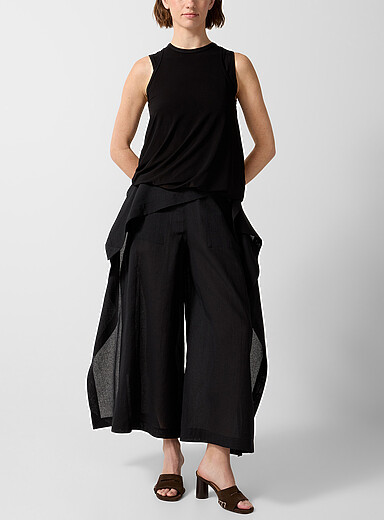 Issey Miyake Black Deconstructed square pants for women
