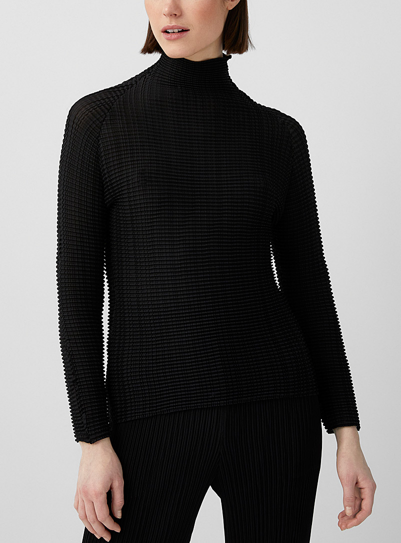 Issey Miyake Black Wooly Pleats long-sleeve top for women