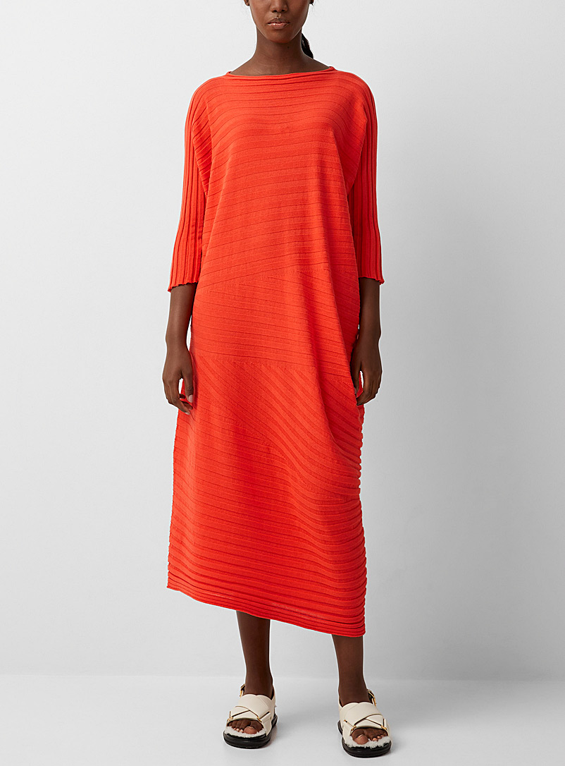 Issey Miyake Red Zigzag knit dress for women