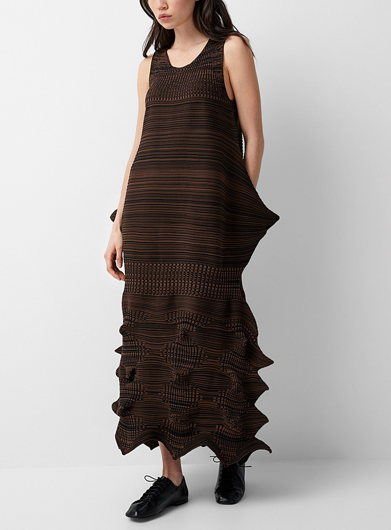 Issey Miyake Dark Brown Linkage knit dress for women