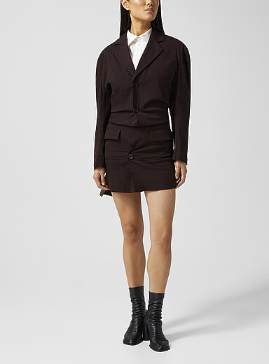 Issey Miyake: La minirobe style complet en superposition Chocolat - Espresso pour femme