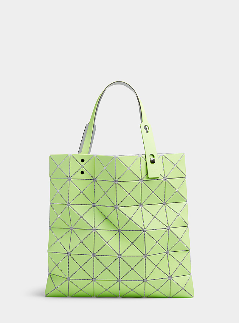 Issey Miyake Lime Green Matte square Prism tote bag for women