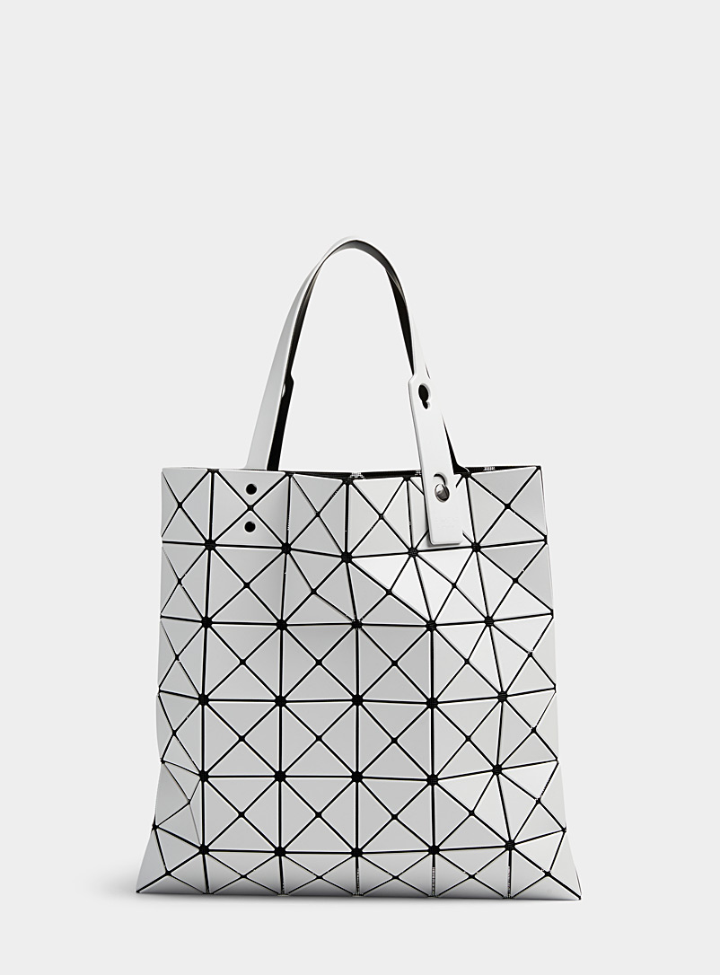 Issey Miyake Light Grey Matte square Prism tote bag for women