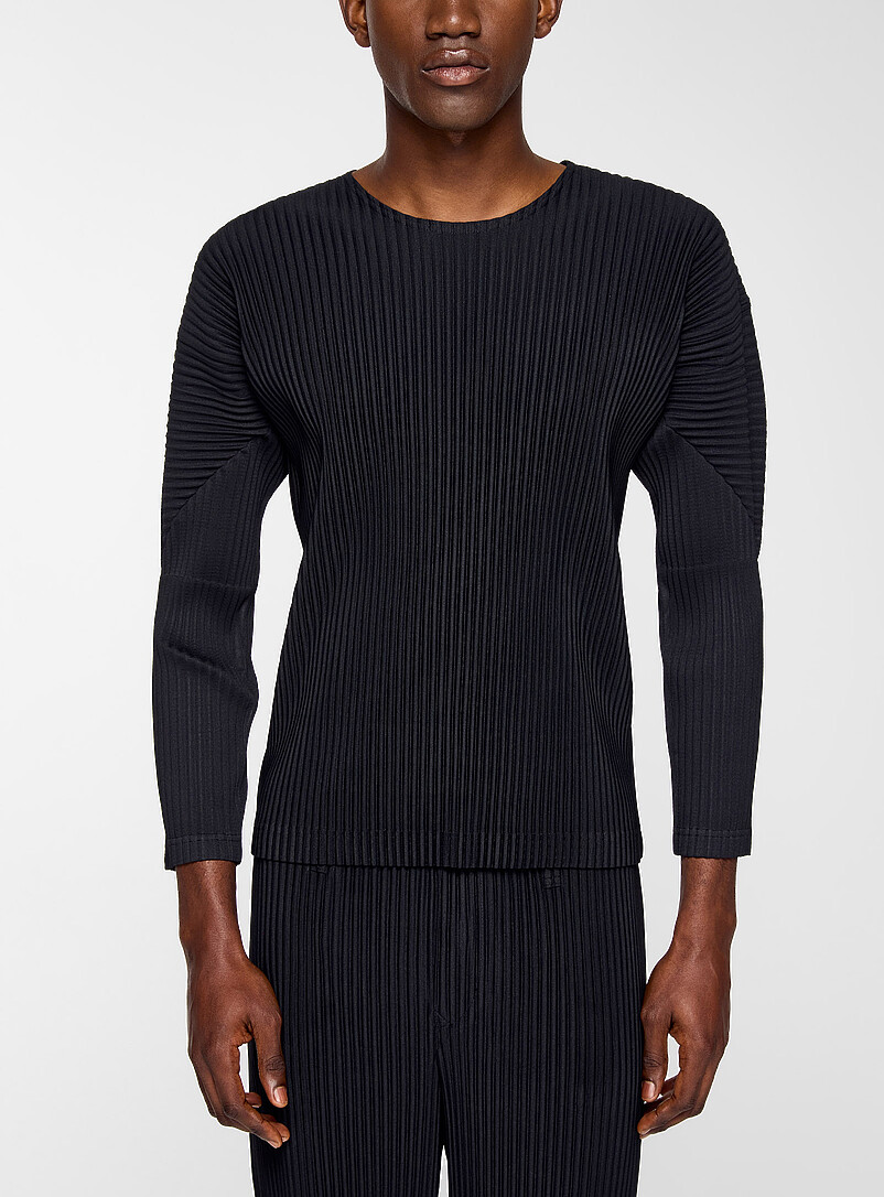 Pleated Long-Sleeve T-Shirt
