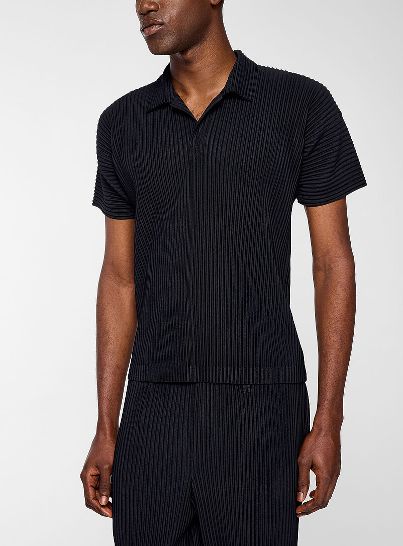 Johnny collar pleated polo shirt product image (primary)