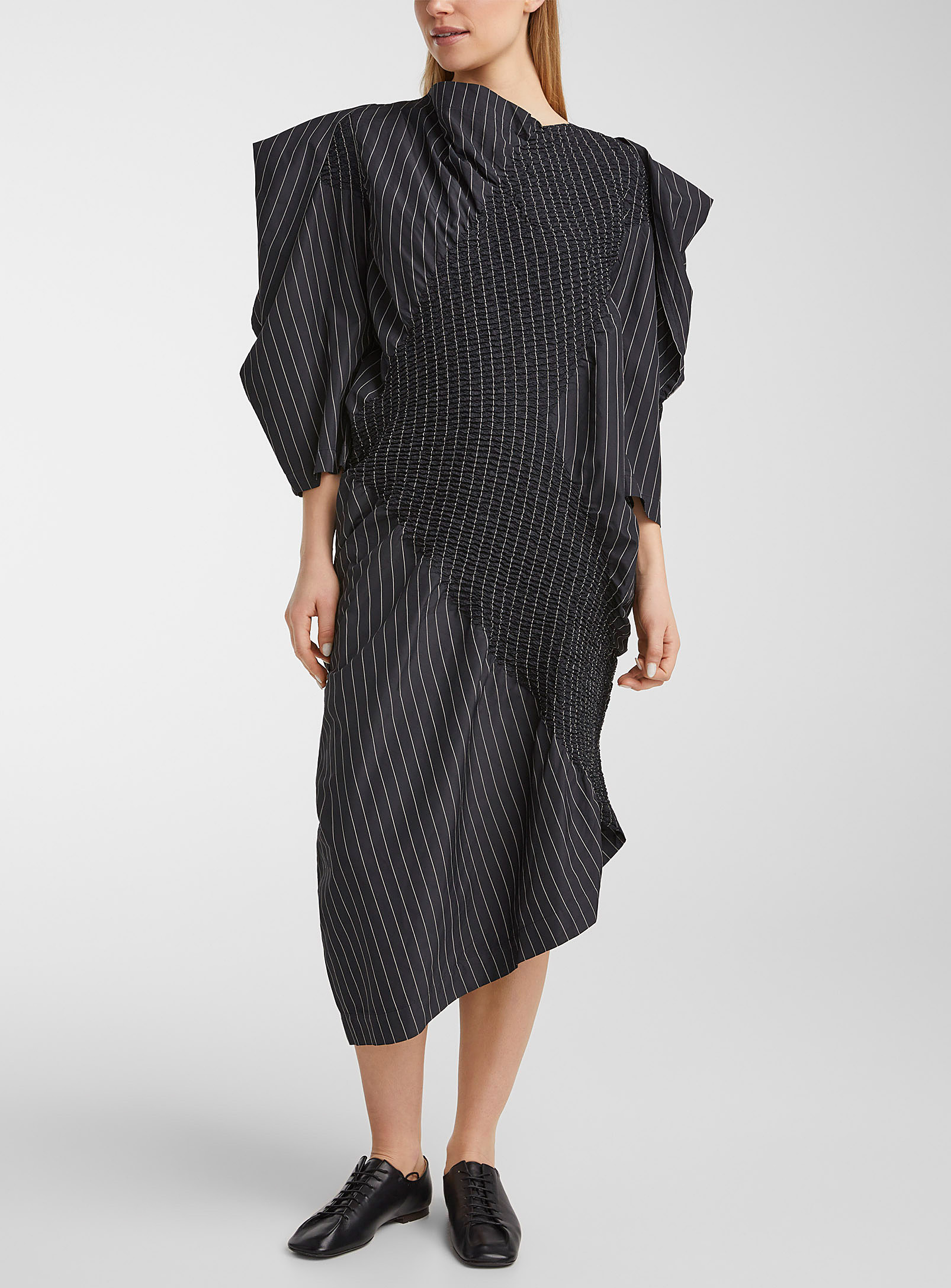 Shop Issey Miyake Contraction Dress In Black