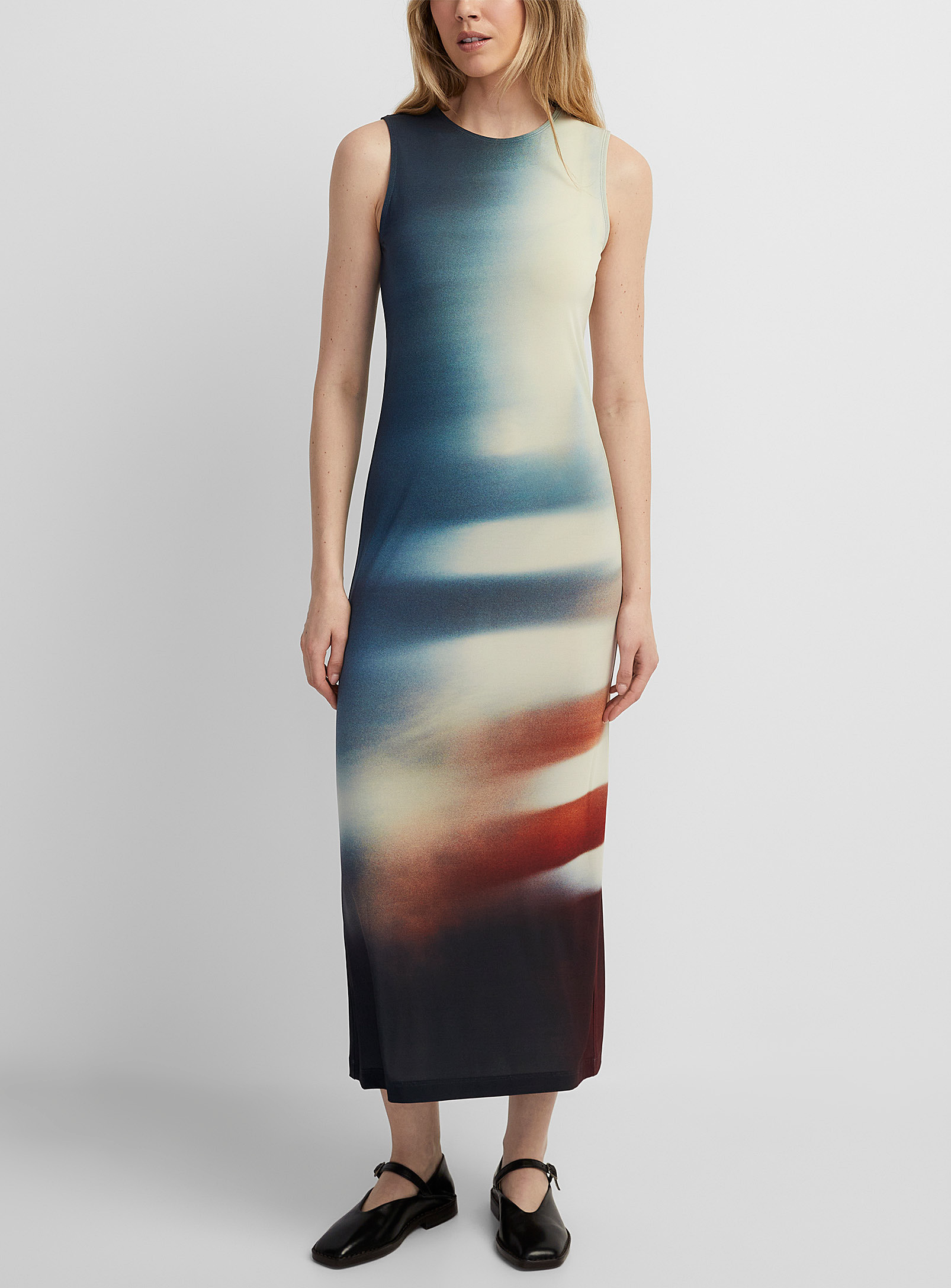 Issey Miyake Shaded Jersey Dress In Blue