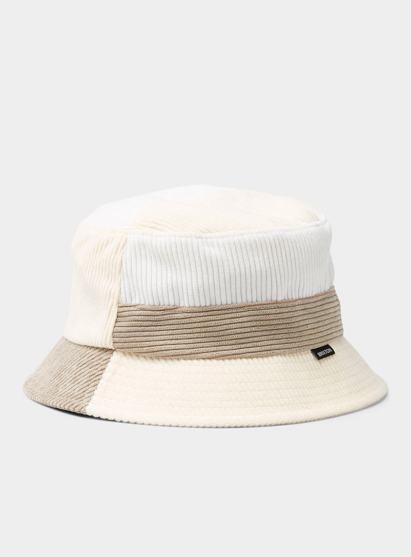 Brixton Cream Beige Corduroy patchwork bucket hat for women