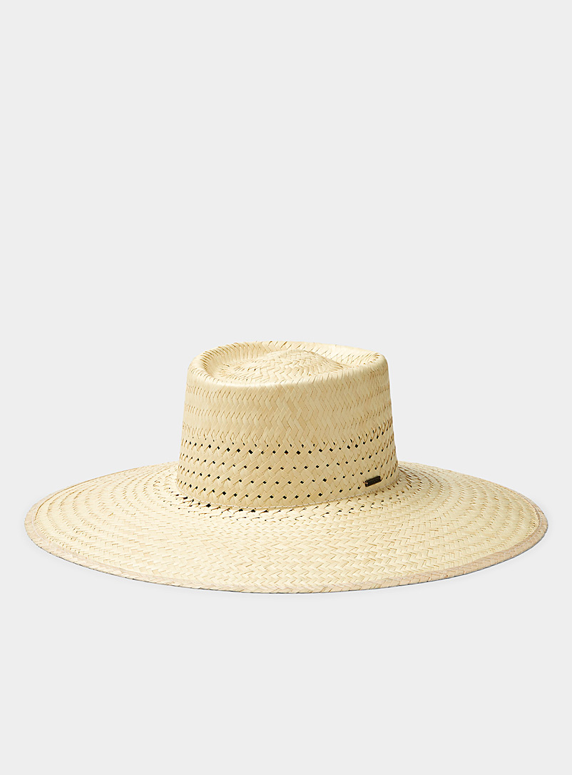 Brixton Cream Beige Openwork detail straw hat for women