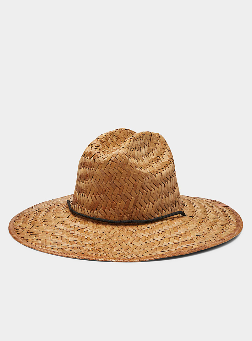 Brixton Honey Bells II raw braided straw hat with cord for women