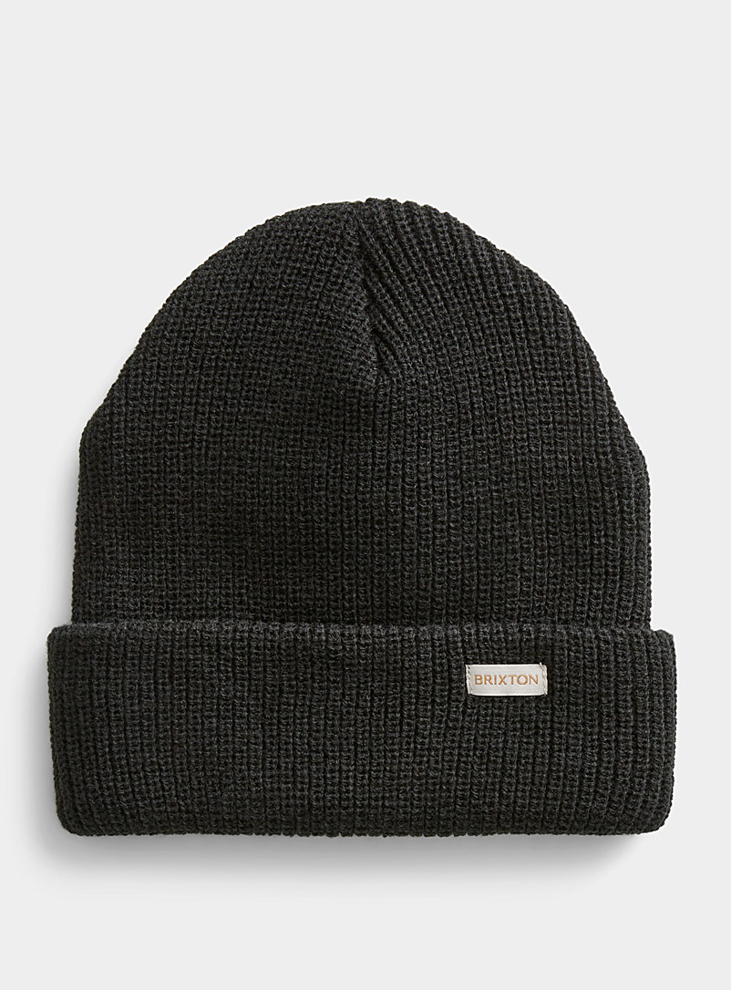 Brixton Black Plush ribbed knit tuque for women