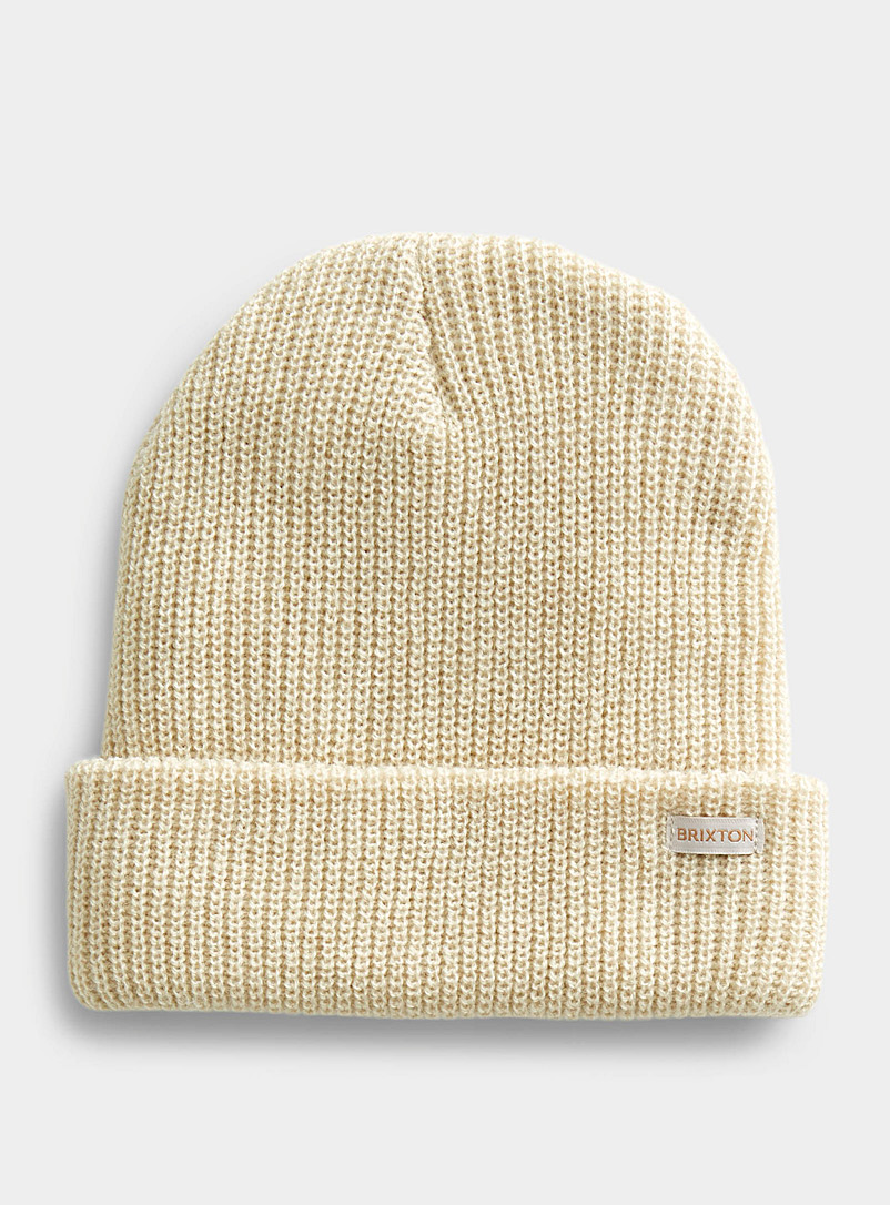 Brixton Cream Beige Plush ribbed knit tuque for women