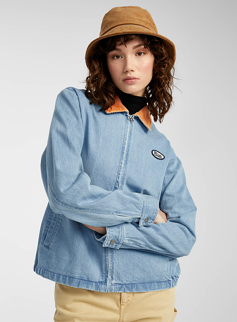 Brixton Blue Corduroy collar denim jacket for women