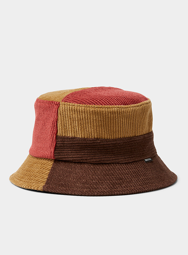 Brixton Patterned Brown Corduroy patchwork bucket hat for men