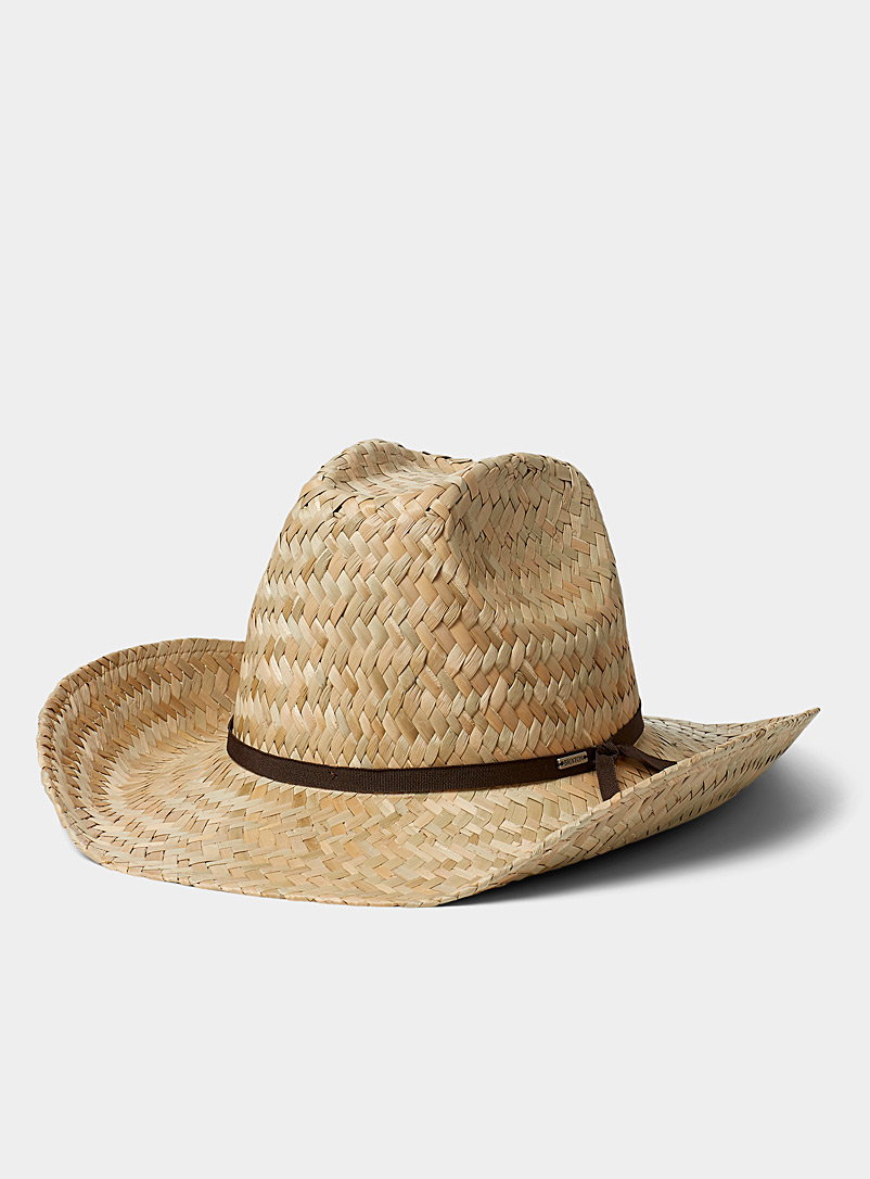 Brixton: Le chapeau de cowboy en paille Houston Tan beige fauve pour homme