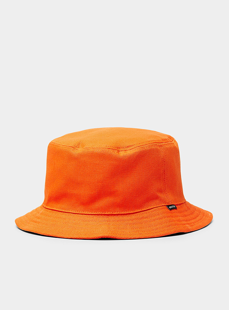 Brixton Orange Abraham reversible bucket hat for men