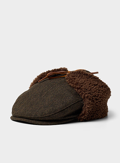 Brixton Brown High-pile-fleece flap driver cap for men