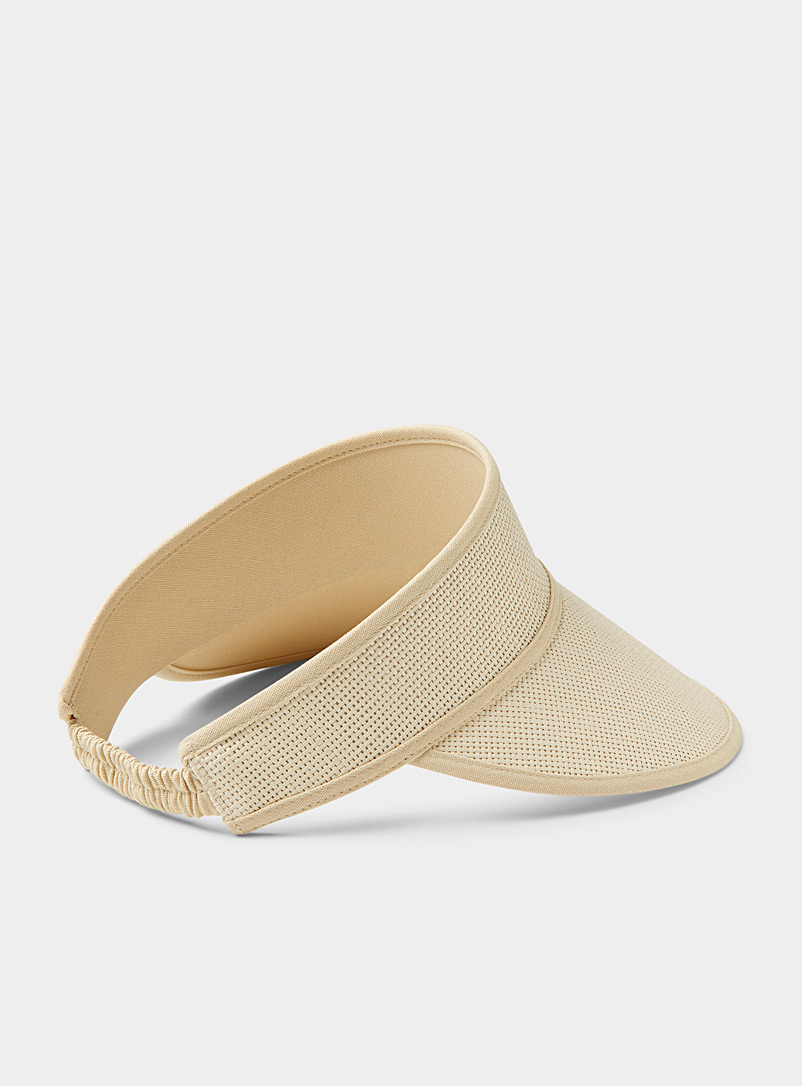 Brixton Ivory/Cream Beige Newport cotton and straw visor for women