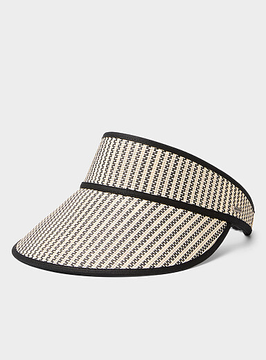 Brixton Ivory/Cream Beige Newport cotton and straw visor for women