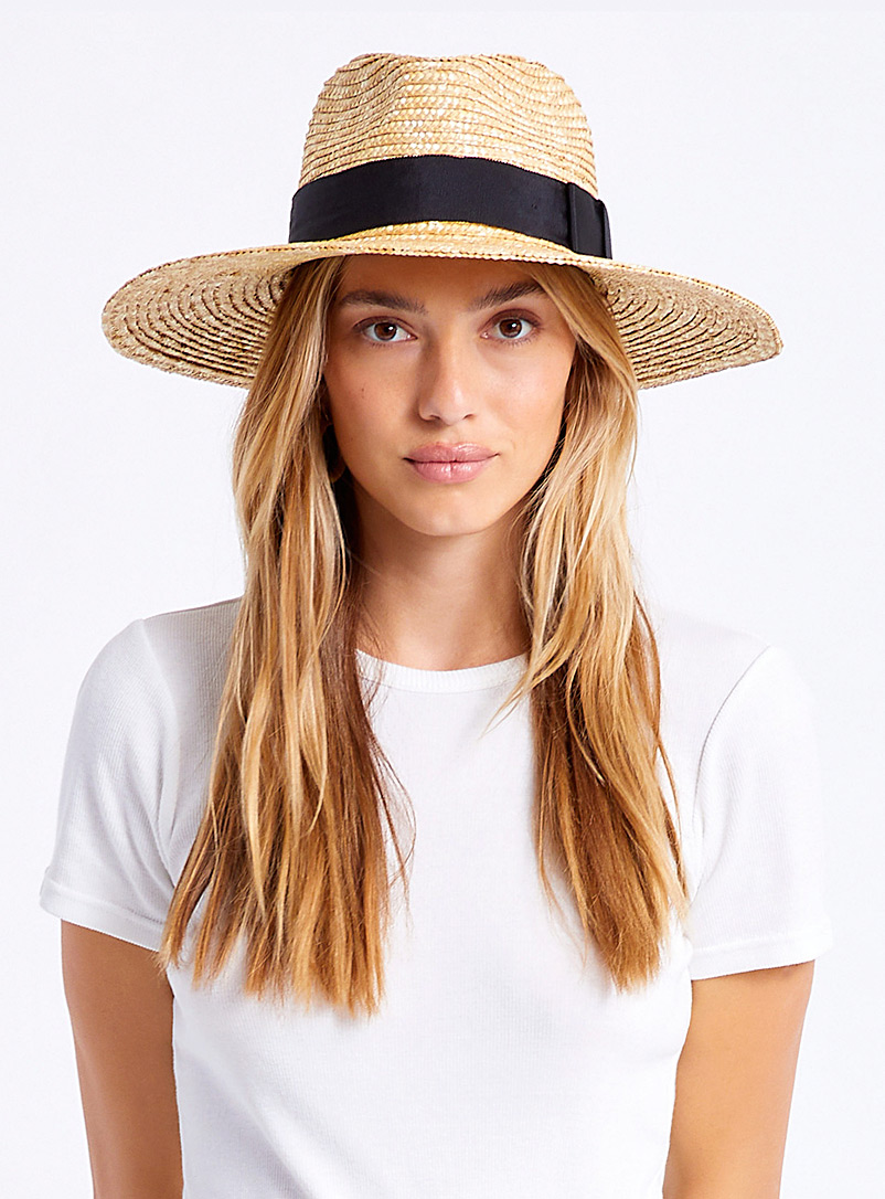 Brixton Cream Beige Joanna wide brim straw fedora hat for women