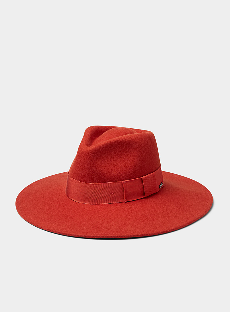 Brixton Orange Joanna wool fedora hat for women