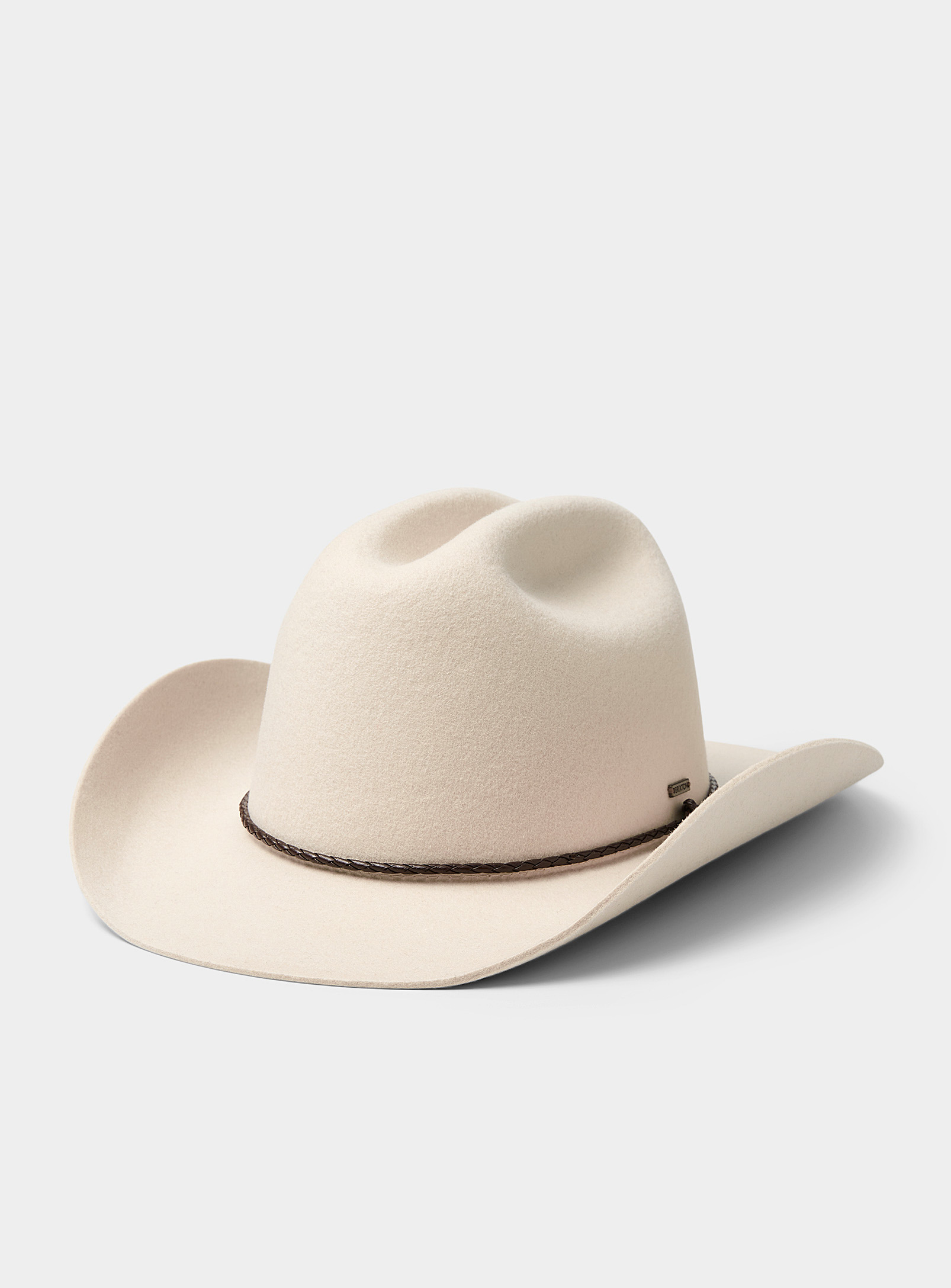 Shop Brixton Range Felt Cowboy Hat In Ecru/linen