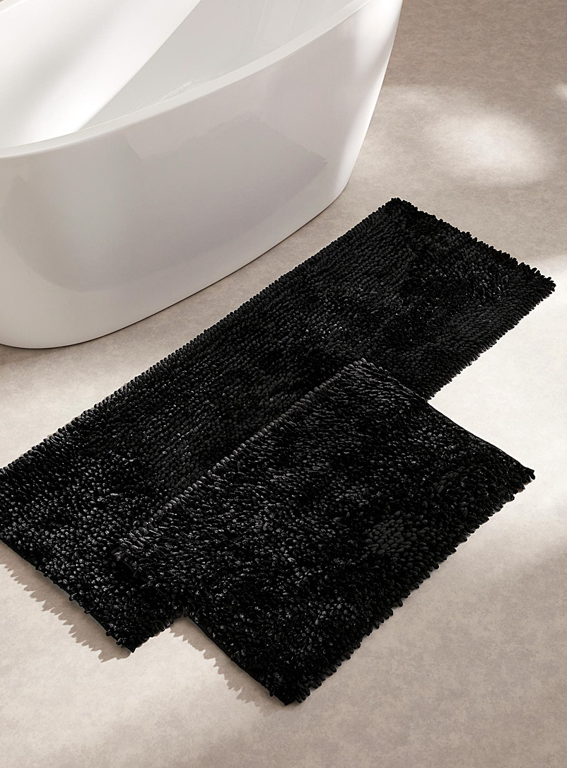 Simons Maison Black Silky chenille bath mat See available sizes