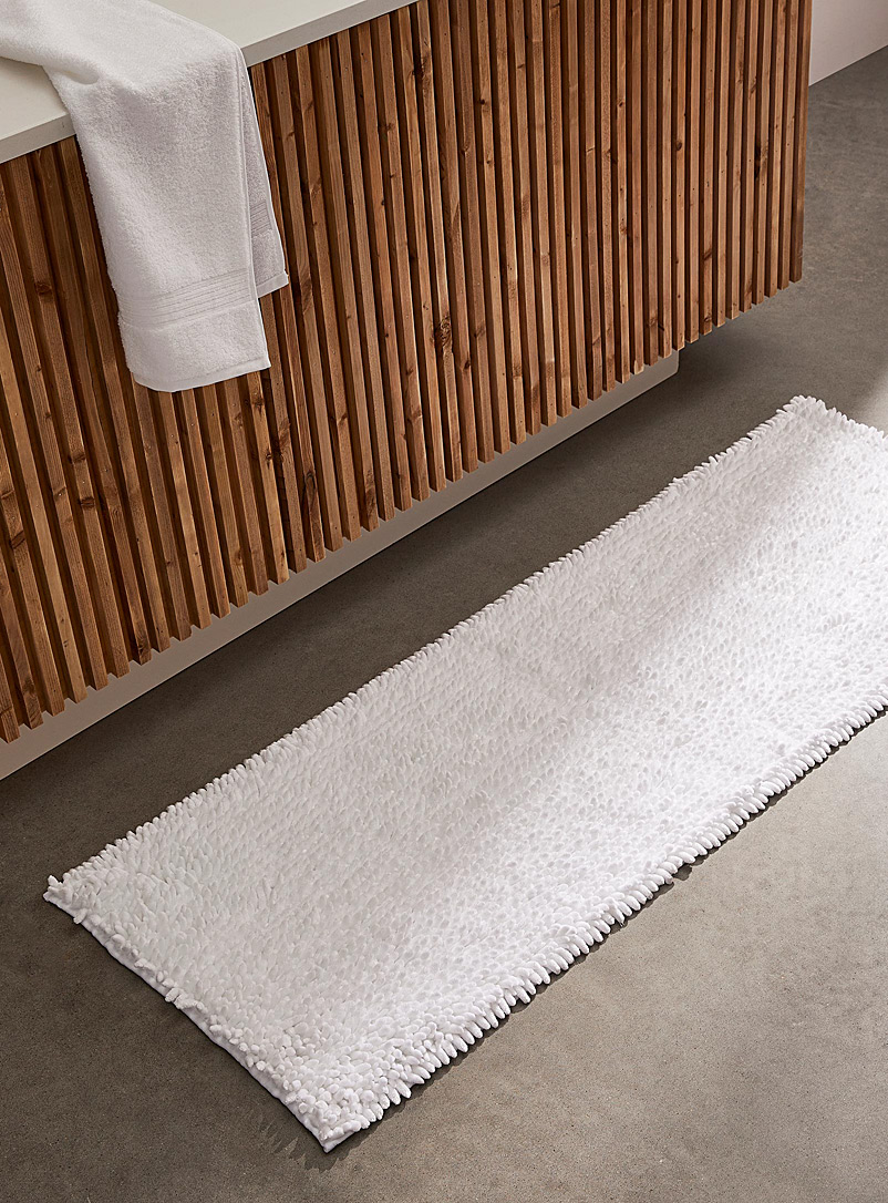 Simons Maison White Large silky chenille bath mat 55 x 150 cm