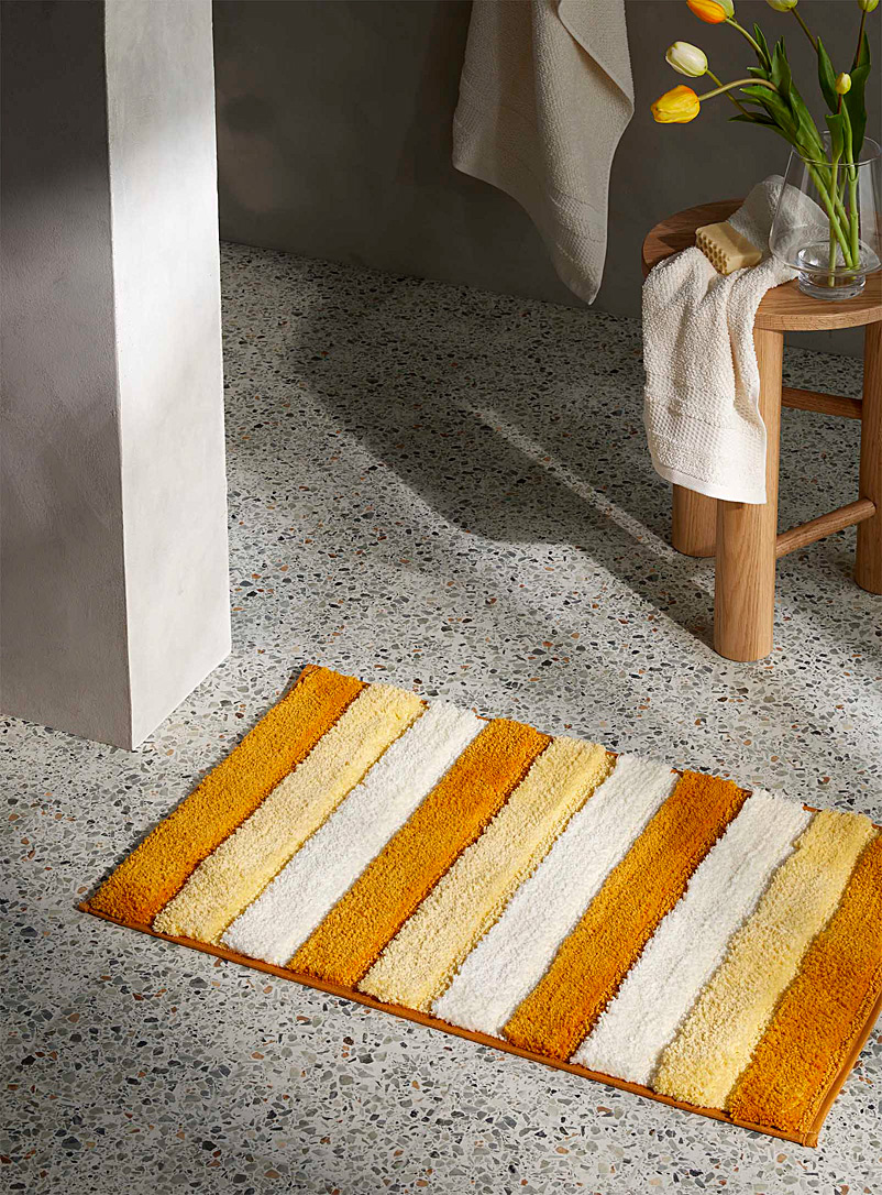 Simons Maison: Le tapis de bain rayures tropicales 50 x 80 cm Jaune à motifs