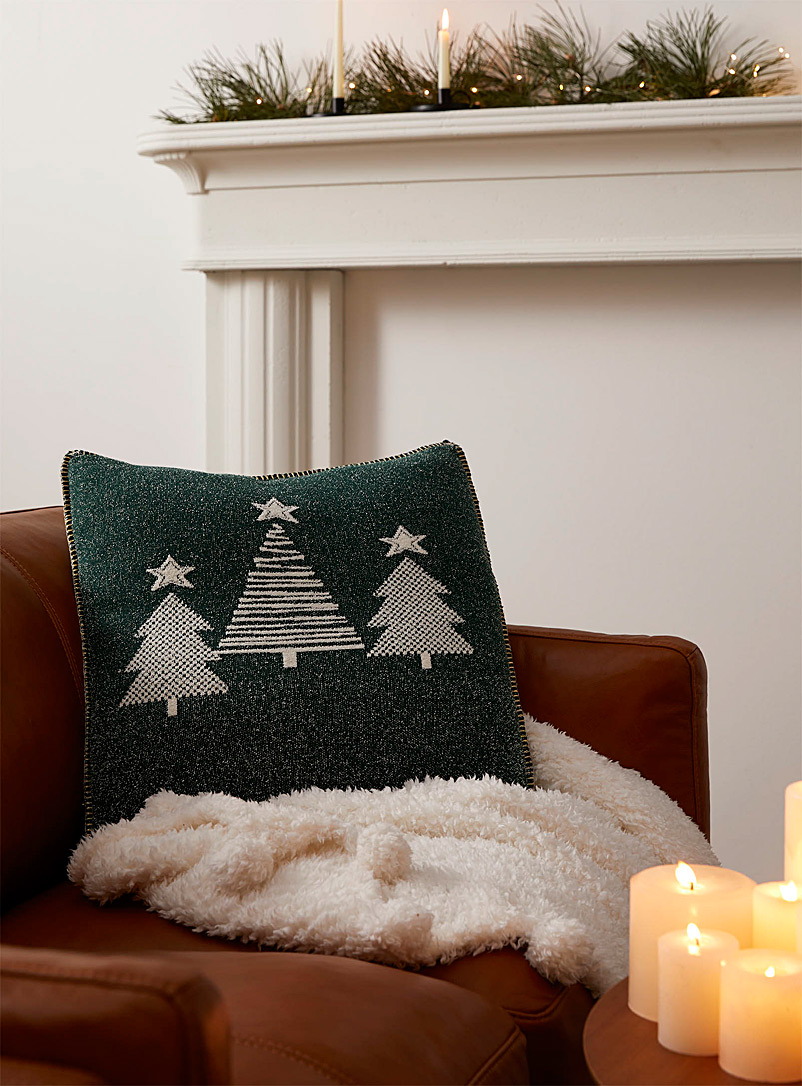 Simons Maison Patterned Green Snowy pine trees cushion 50 x 50 cm
