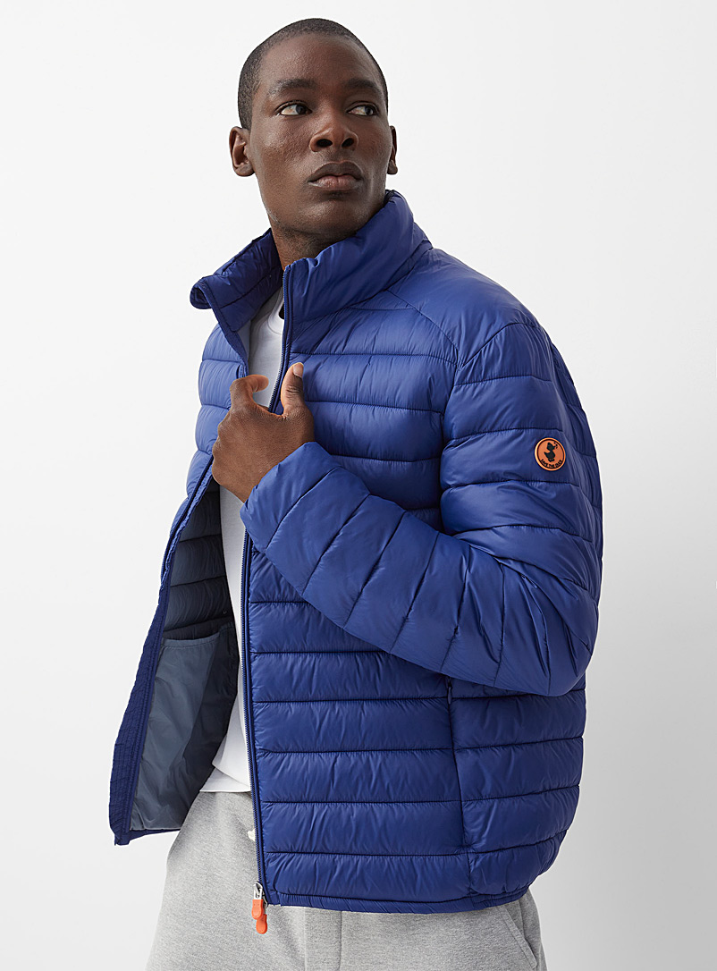 Save the Duck Blue Mock-neck packable puffer jacket for men