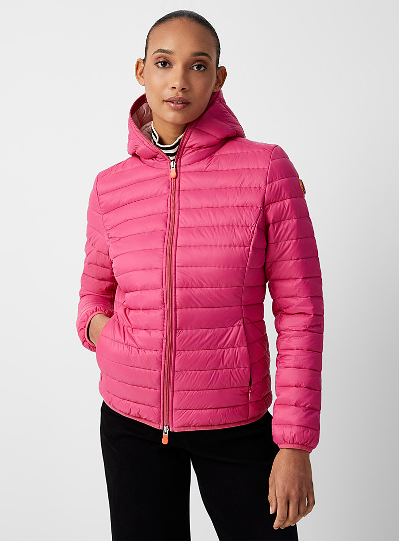Save the Duck Pink Kyla brightly coloured packable puffer jacket for women