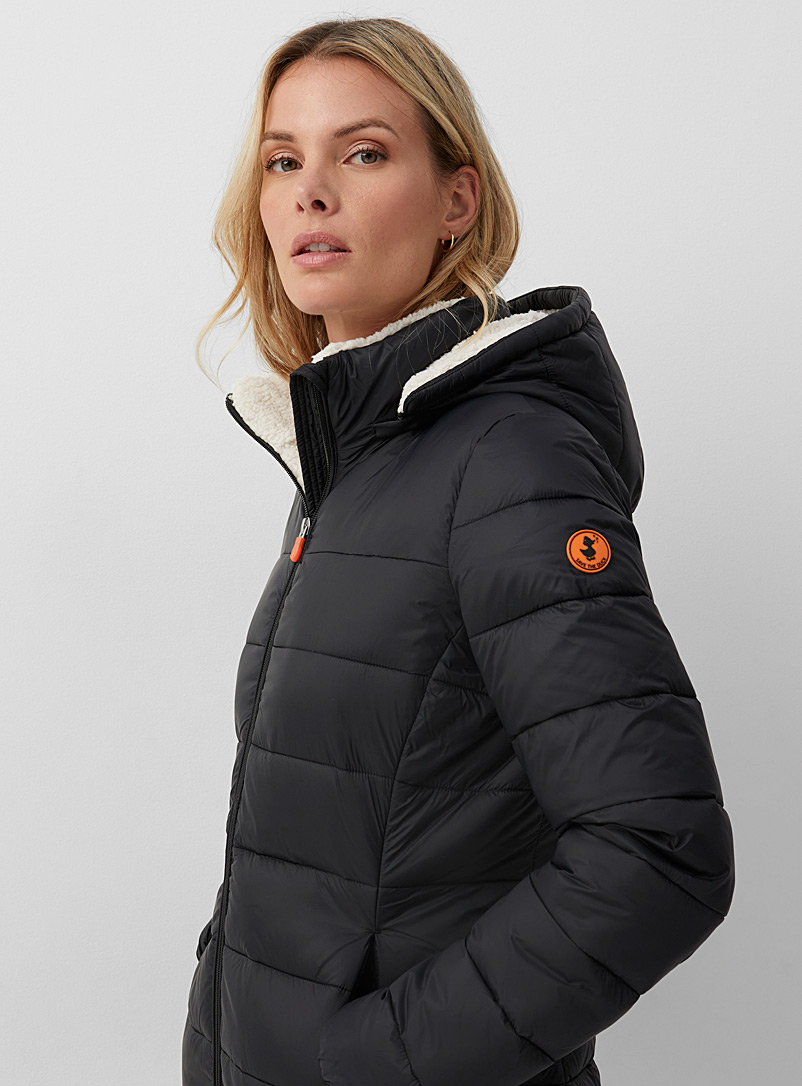 Save the Duck Black Cleo sherpa lining puffer jacket for women