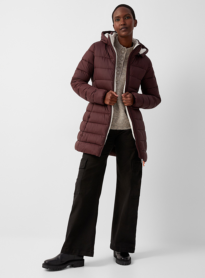 Save the Duck Ruby Red Joanne sherpa accent puffer jacket for women