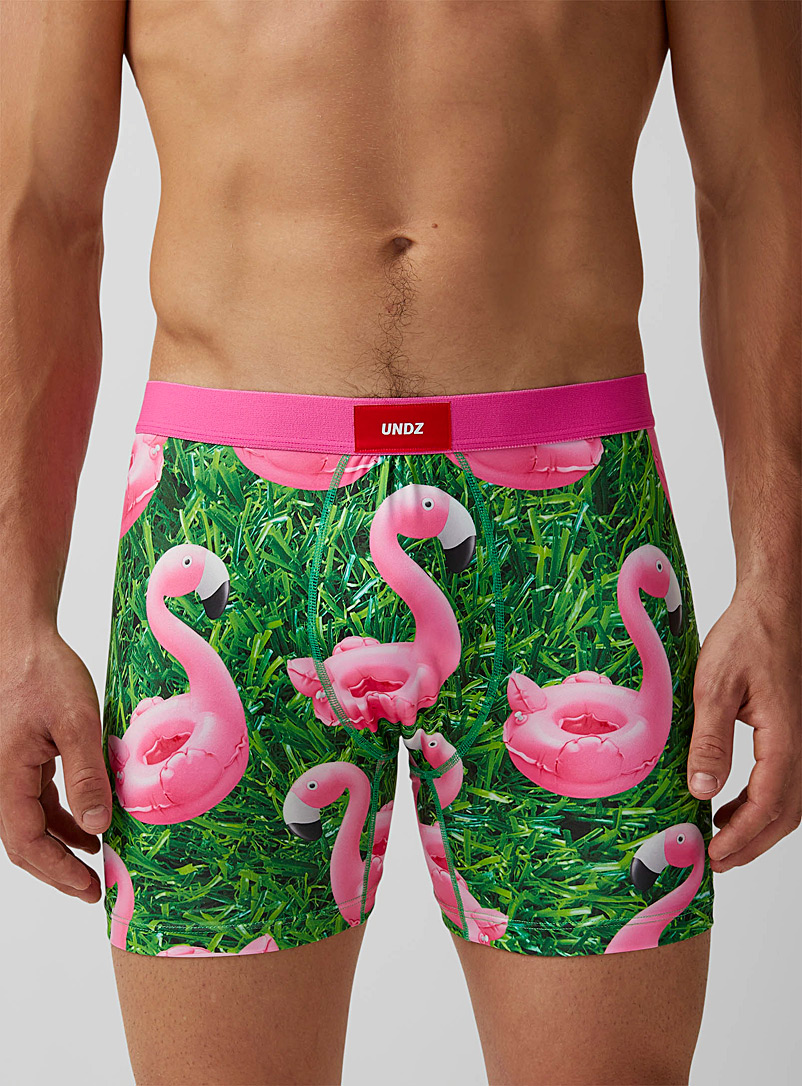 Undz Patterned Green Flamingos boxer brief for men