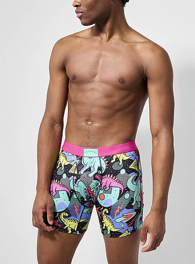 Undz Patterned Black 6" dinosaur boxer brief Polyester for men