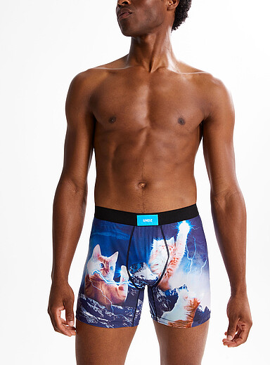 Undz: Le boxeur long chatons t&eacute;n&eacute;breux 5 po Bleu &agrave; motifs pour homme