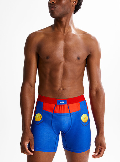 Undz: Le boxeur long uniforme Mario 5 po Rouge &agrave; motifs pour homme