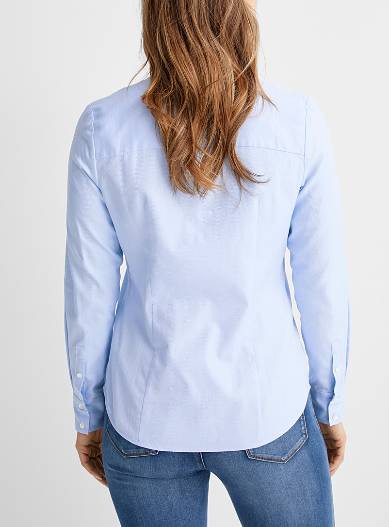 Contemporaine Baby Blue Mini-herringbone weave shirt for women