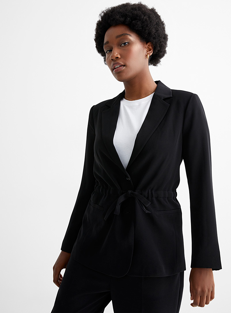 Contemporaine Black Soft tie-waist blazer for women