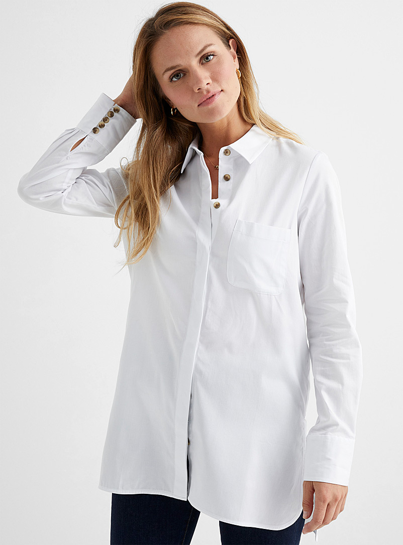 Contemporaine: La chemise tunique popeline Blanc pour femme