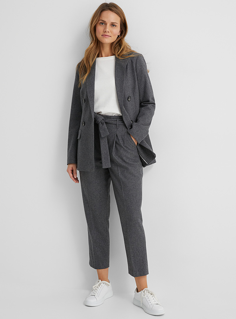 Contemporaine Grey Fine wool pleated pant for women
