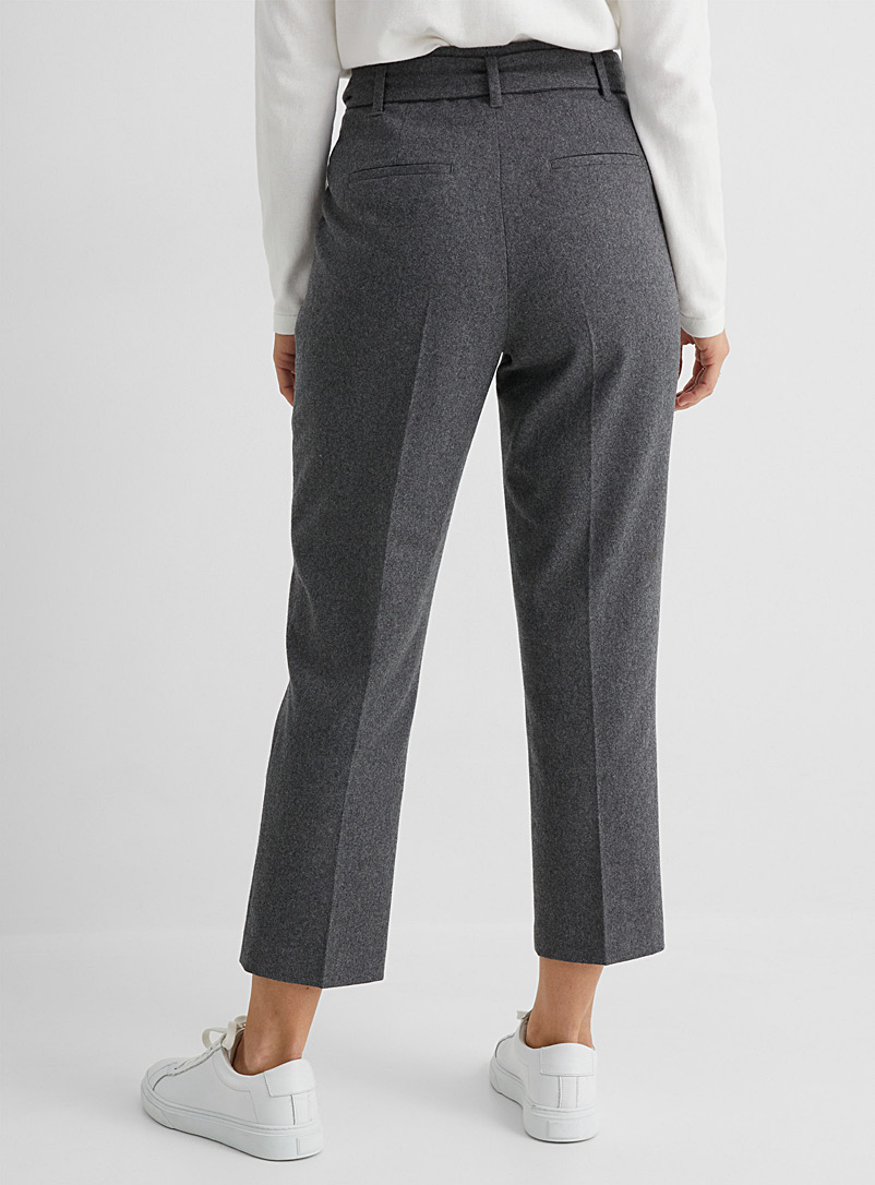 Contemporaine Sand Fine wool pleated pant for women