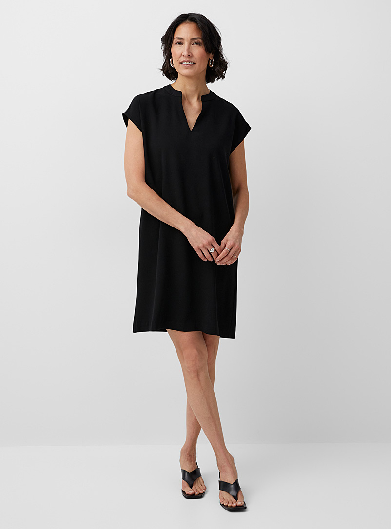 Contemporaine: La robe col fente minimaliste Noir pour femme