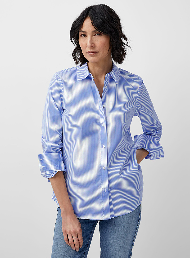 Contemporaine Blue Striped poplin shirt for women