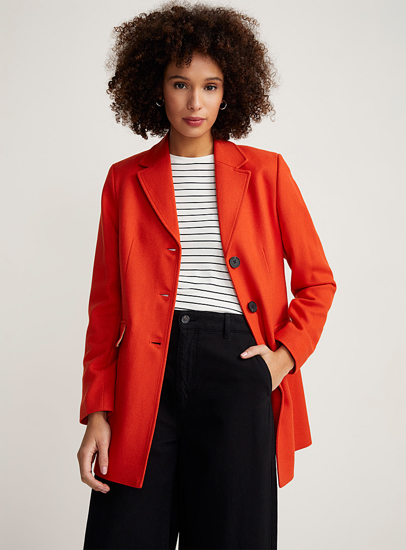 Contemporaine Orange Three-button wool overcoat for women