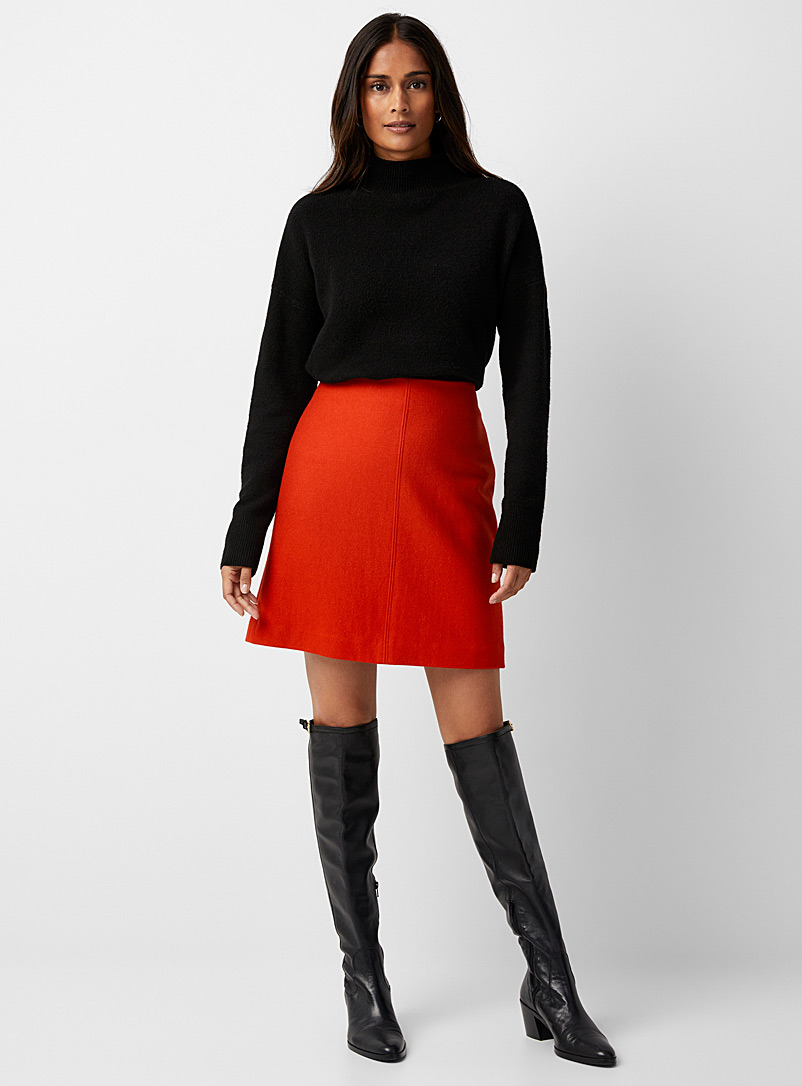 Contemporaine: La jupe courte laine feutrée Orange pour femme