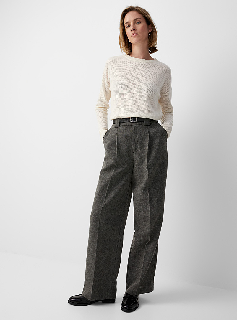Grey tweed pleated pant | Contemporaine | Shop Women%u2019s Wide-Leg ...