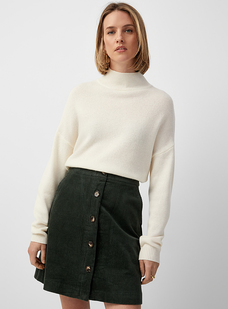 Contemporaine Forest green Corduroy buttoned skirt for women